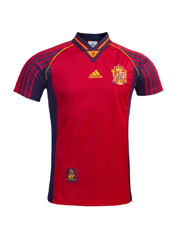 Spain home retro jersey soccer uniform men's first football tops shirt 1998-1999